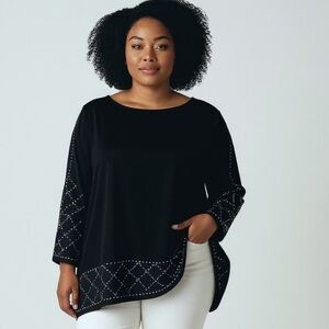 BELLDINI ladies black crewneck cocktail top 2X NWOT Black, Jeweled